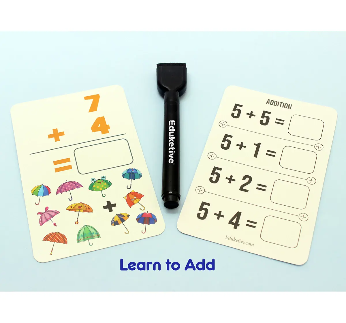 Eduketive 1+2=3 PREMATH Write & Wipe Reusable Activity 3-9 yrs Writing Practice Preschool Learning Educational Game with Exercise Book