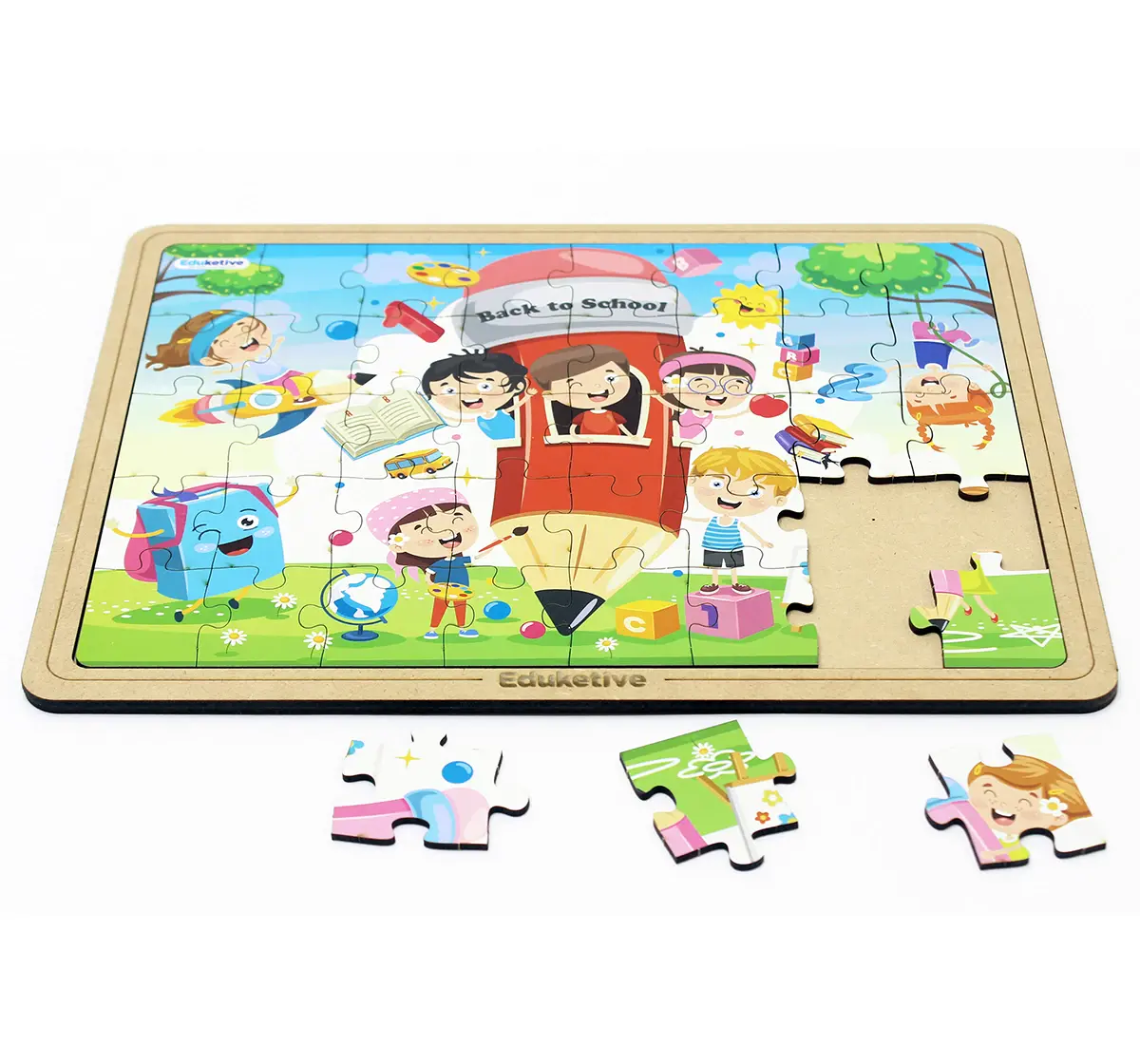 Eduketive PuzzleDecor Back to School Decorative 40 Pieces Jigsaw Puzzle with Stand Kids Age 3-9 Years Preschool