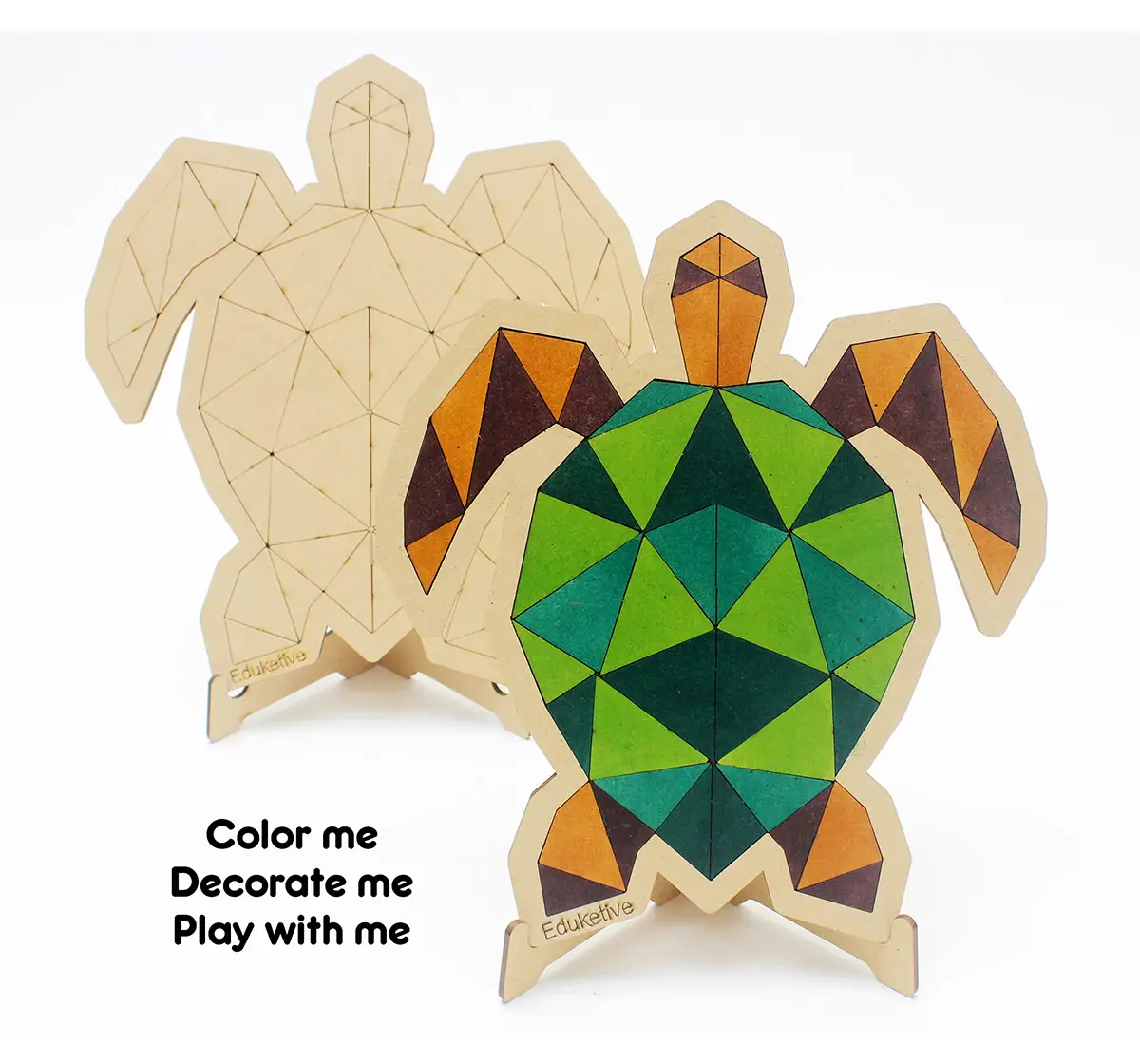 Eduketive PuzzleDecor Turtle Decorative Coloring Puzzle with Stand 51 Pieces Kids Age 3-12 Years Old + Free Colors