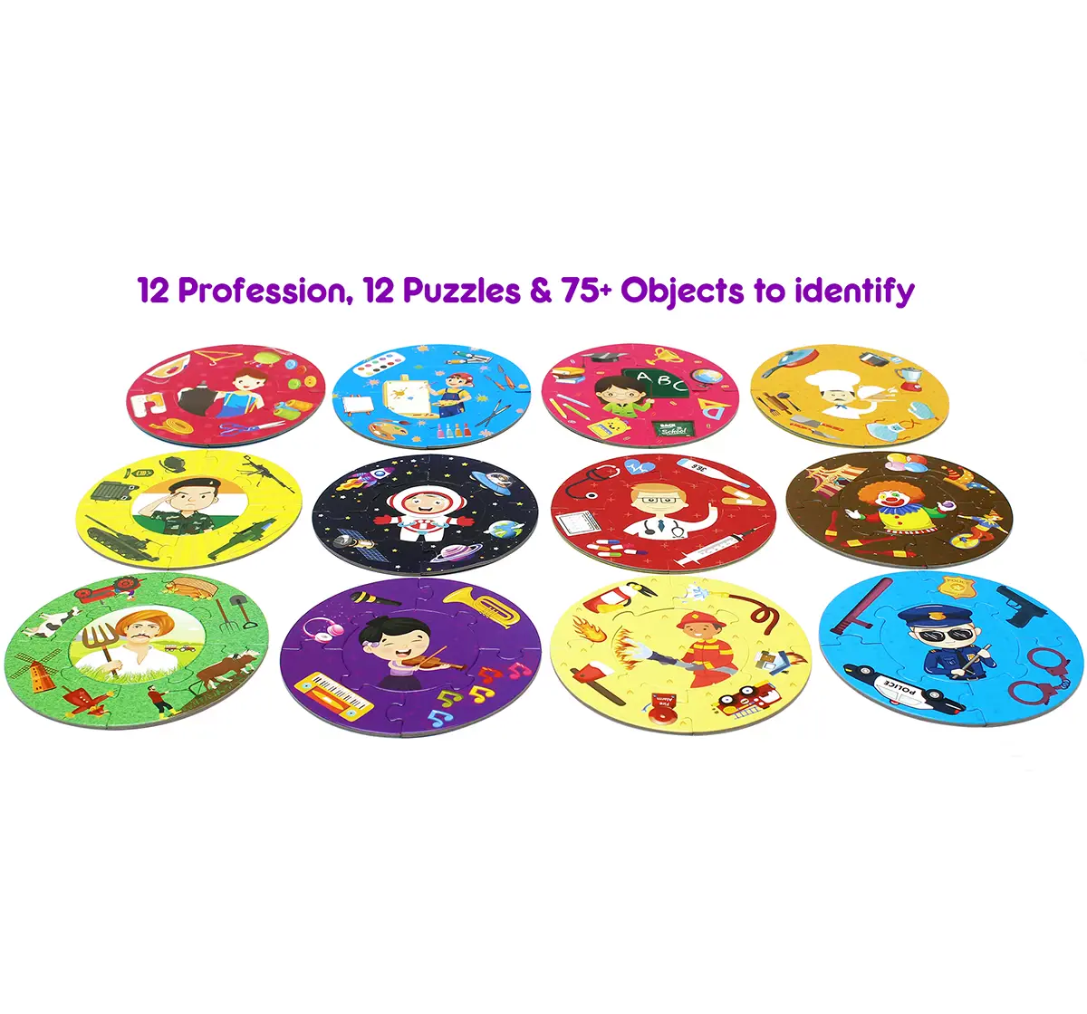 Eduketive WHO AM I - Educational Puzzle Learn About 12 Professions Both Sided Printed 30 Pieces Puzzle Kids Age 3-9 Years Old