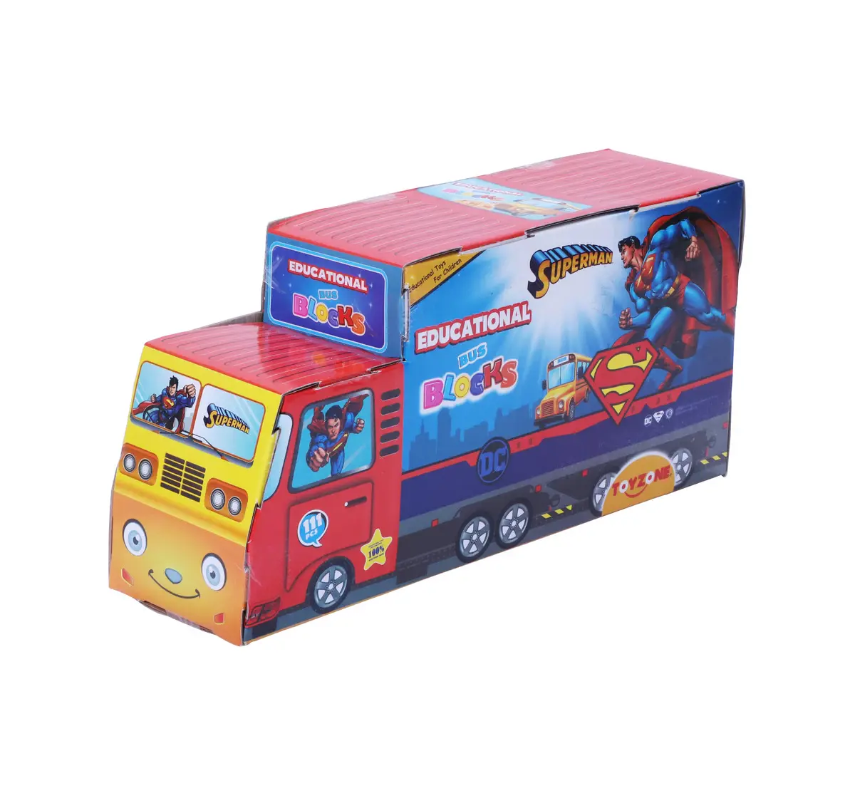 Toyzone Educational Bus Blocks Superman 111 Pieces Multicolour, 3Y+