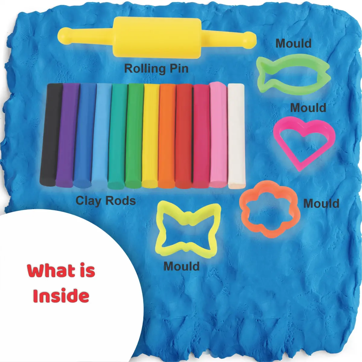 COLOURUP Colourup Clay, Play Dough Clay Set for Kids, 12 Rods, Multicolour, 4Y+