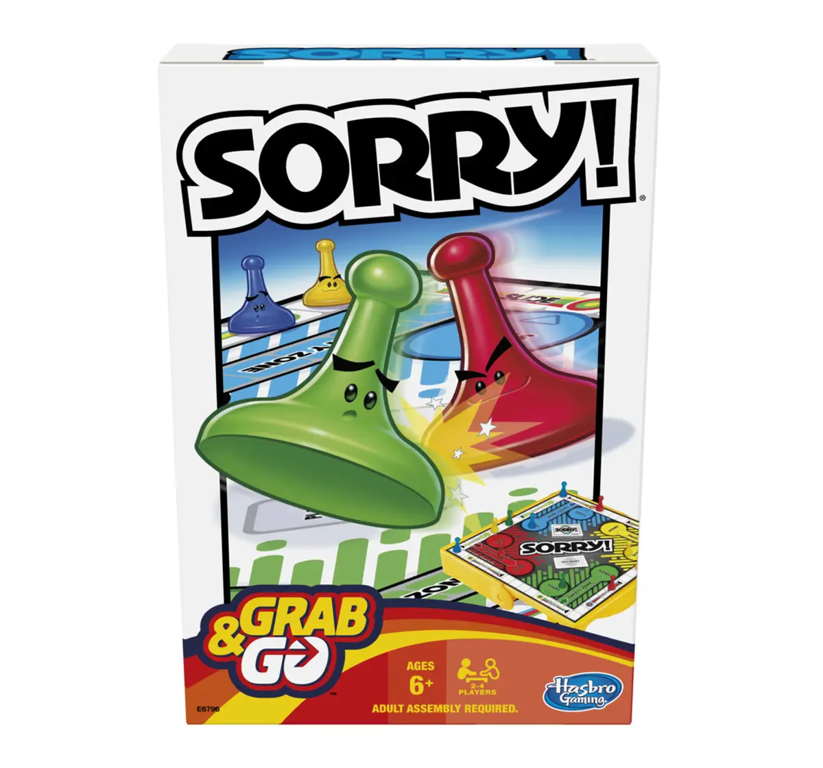 Hasbro Gaming Sorry! Grab and Go Board Game Mini Portable Game for 2 to 4 Players, 6Y+