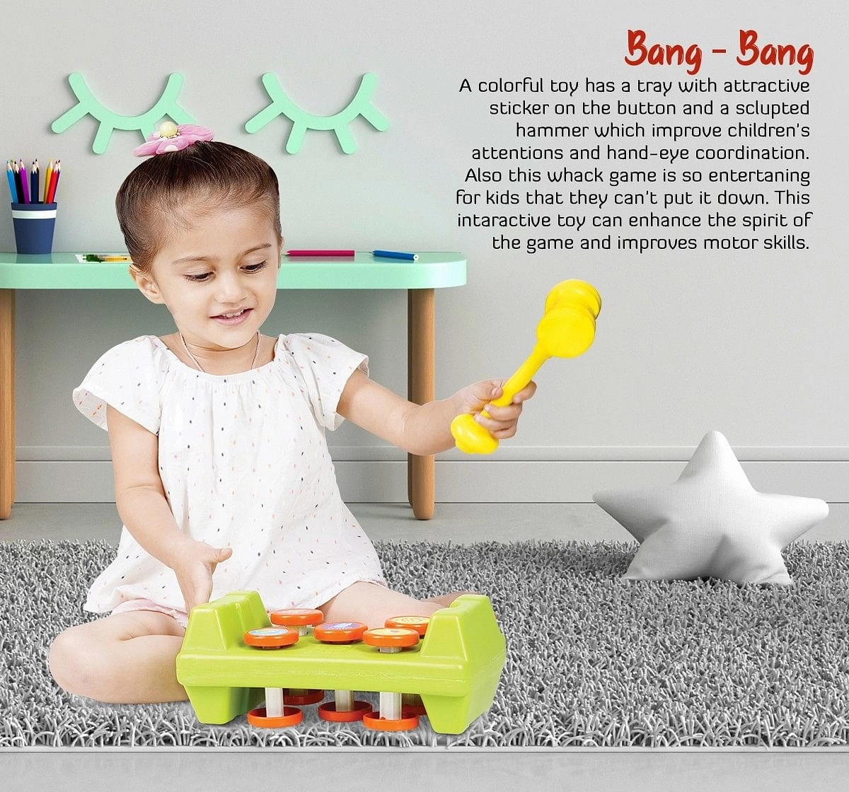 Ok Play Bang Bang Plastic Toy with Hammer Baby hammer rattles Multicolor 0M+