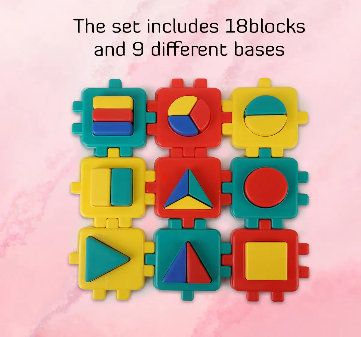 Ok Play Geometrical Genious Interlocking blocks Early learning educational toy for kids Multicolor 3Y+