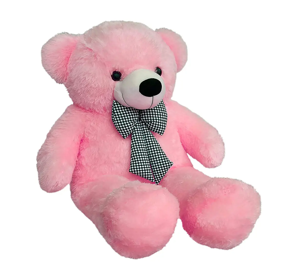 Huggable Plush Teddy Bear With Neck Bow by Webby, Pink, 3 Feet