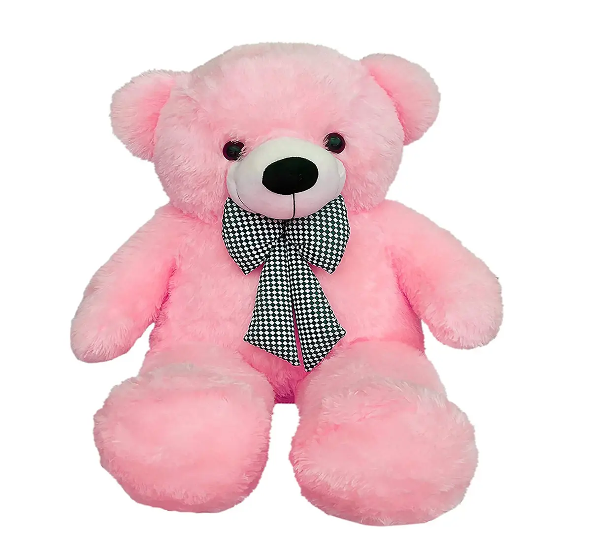 Huggable Plush Teddy Bear With Neck Bow by Webby, Pink, 3 Feet