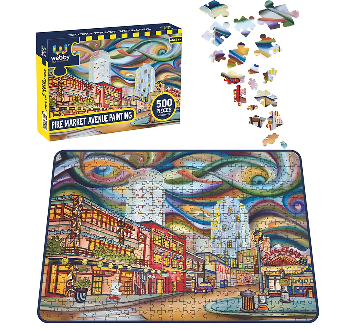 Webby Pike Market Avenue Puzzle 500pcs,  6Y+ (Multicolour)