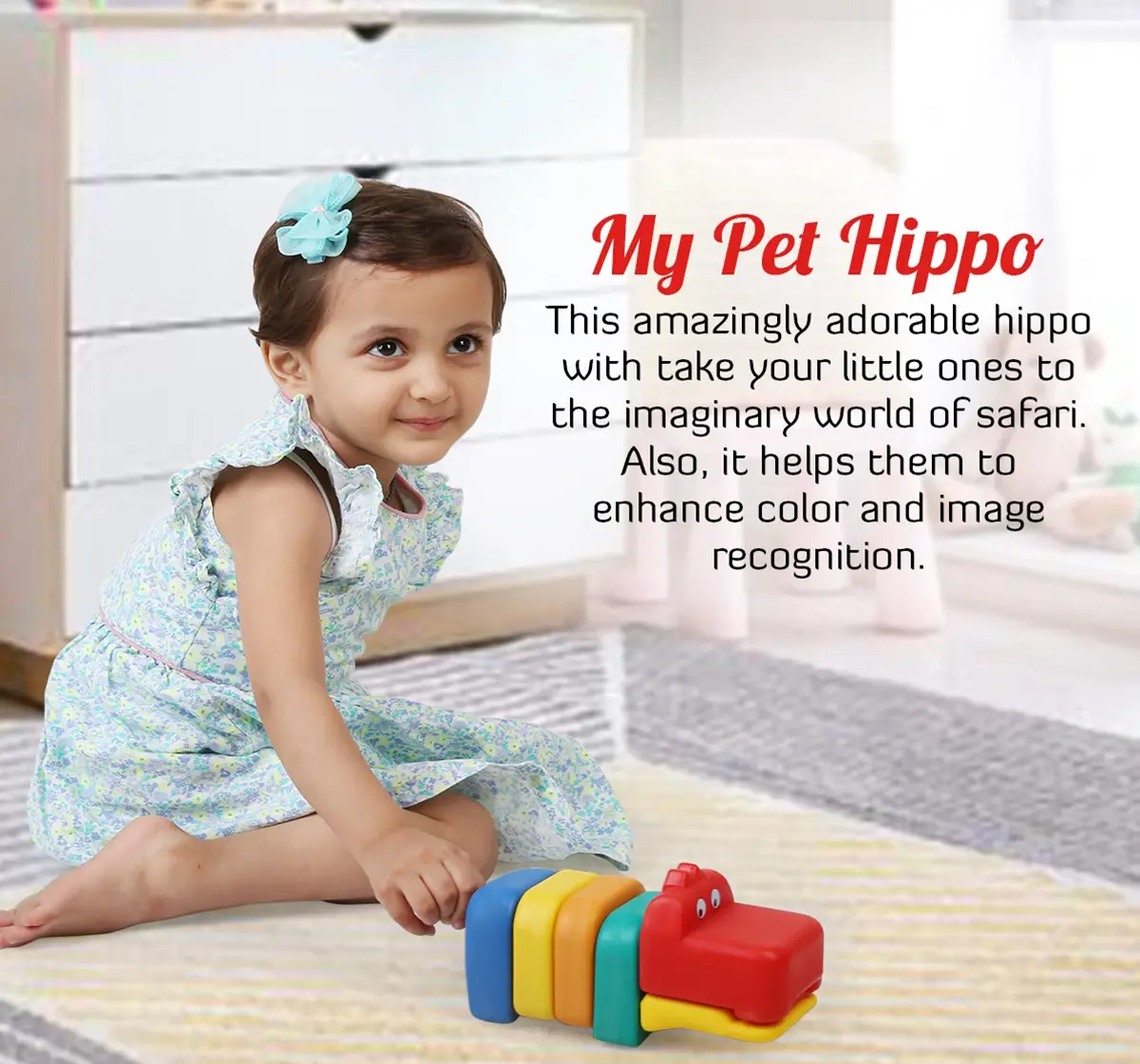 Ok Play My Pet Hippo Plastic toy for kids toddlers toys Multicolor 18M+