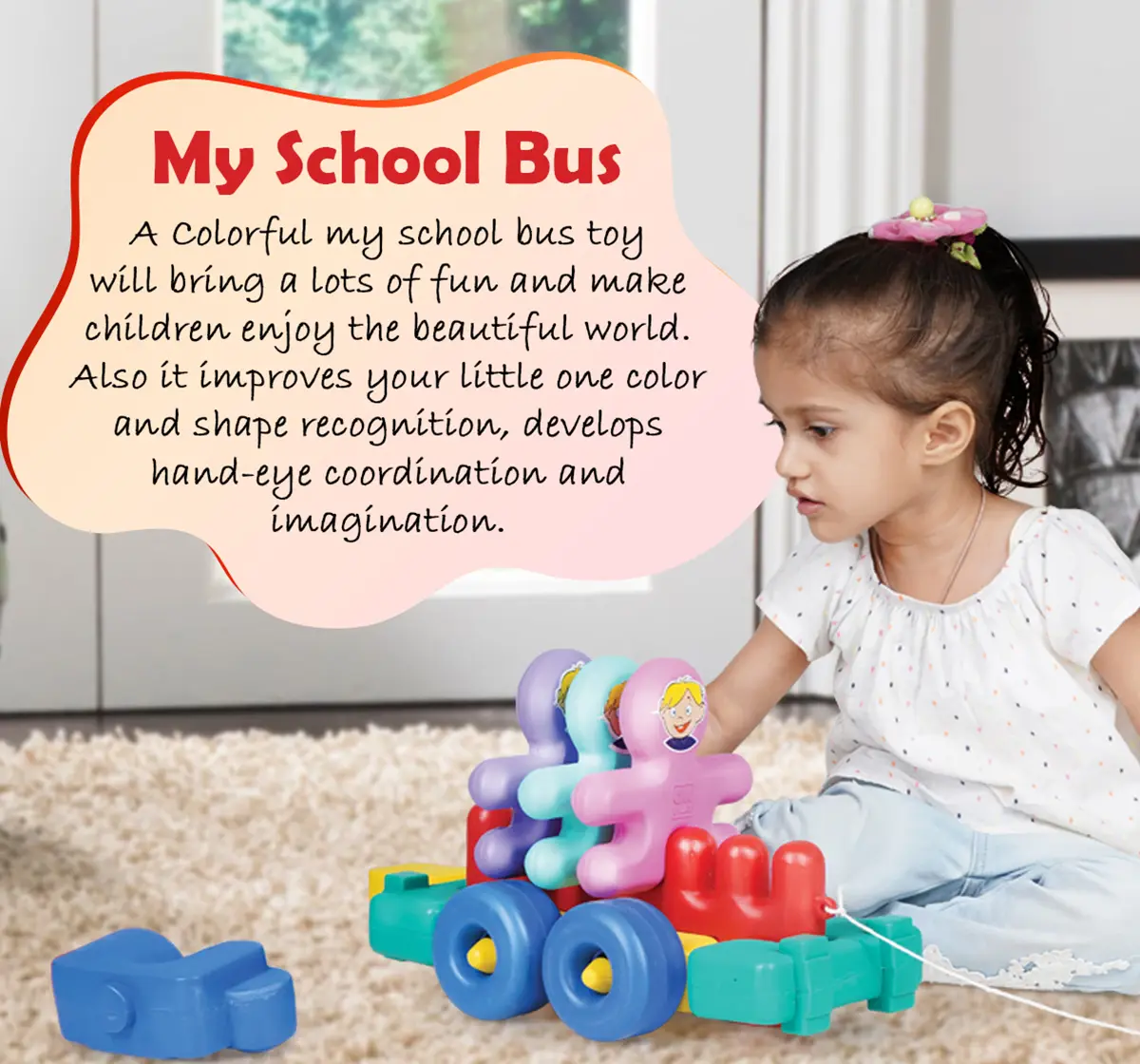 Ok Play My School Bus Plastic toy for kids Small bus for toddlers Multicolor 18M+