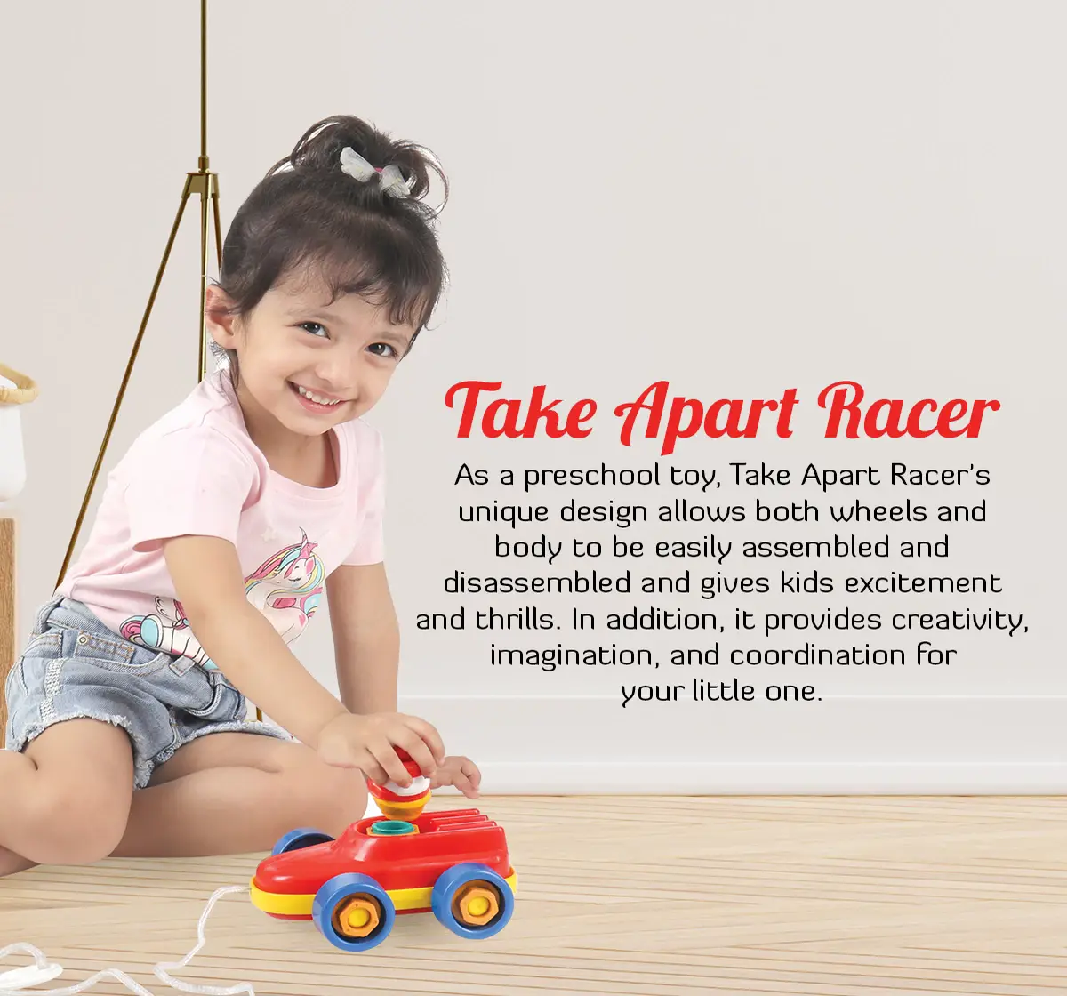 Ok Play Take Apart Racer Car for toddlers Learning Educational car toy Multicolor 0M+