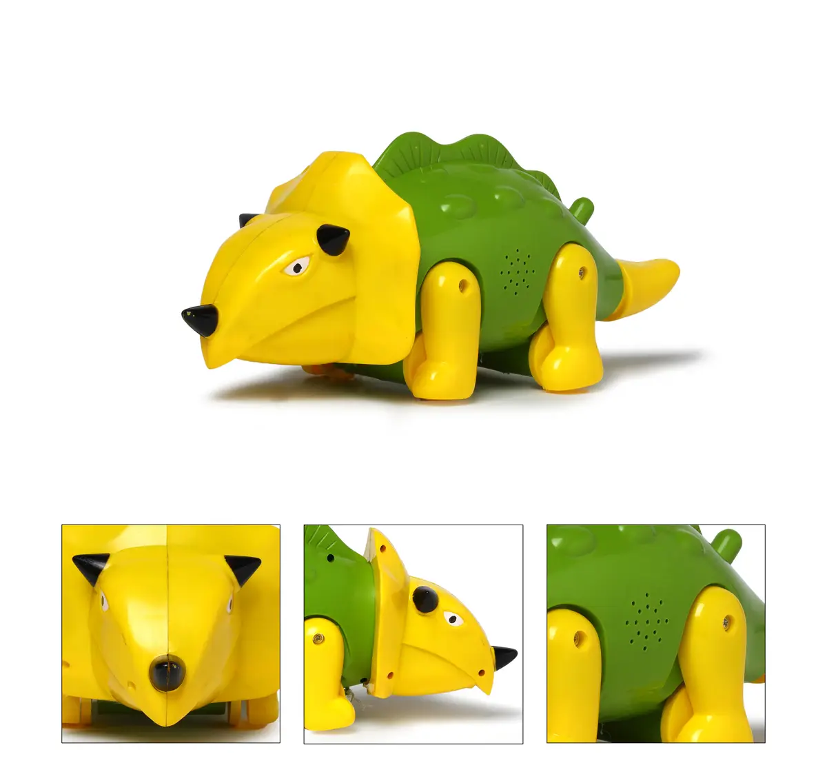 Toyzone Pull Along Triceratops Dinosaur Yellow and Green, 12M+