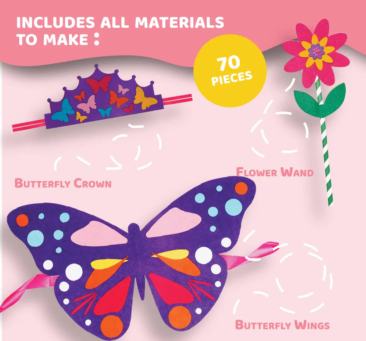 Jack In The Box Butterflies Costume 3 Craft Projects Kit For Girls Ages 3Y+, Multicolour