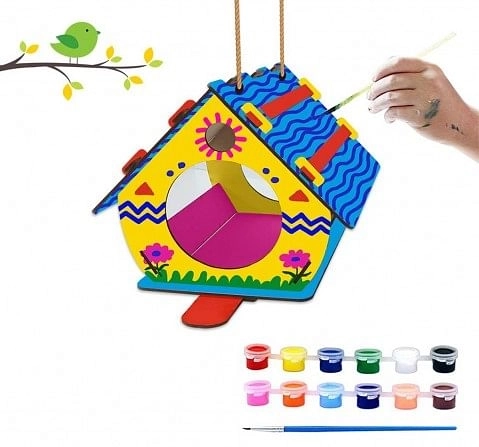 Webby DIY Wooden Build & Paint Bird House for Kids Toy,  3Y+ (Multicolour)
