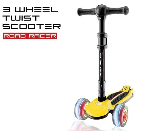 Zoozi 3 Wheel Twist Scooterfor Outdoor play Yellow 3Y+