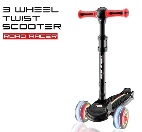Zoozi 3 Wheel Twist Scooterfor Outdoor play Black 3Y+