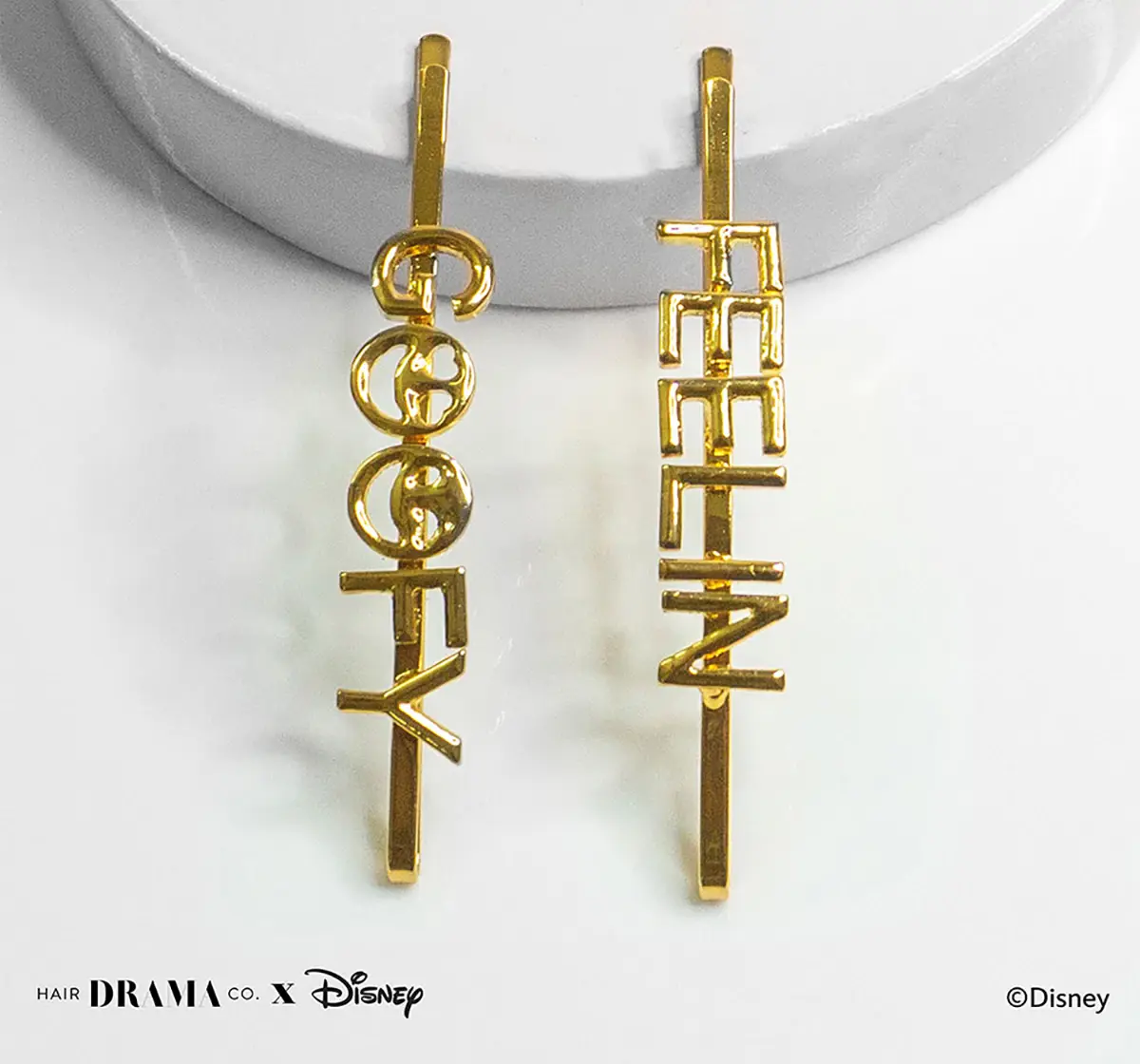 Hair Drama Company Disney Goofy Pins , Set Of 2(One Size),  9Y+(Gold)
