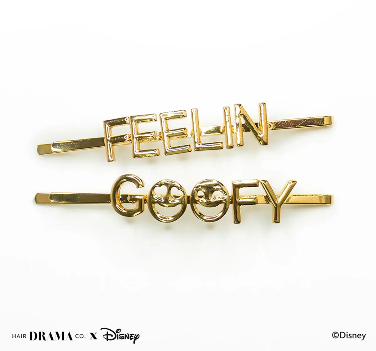 Hair Drama Company Disney Goofy Pins , Set Of 2(One Size),  9Y+(Gold)