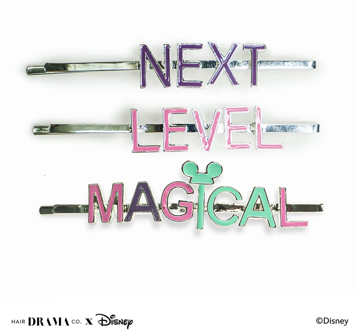 Hair Drama Company Disney Mickey Pins , Set Of 3(One Size),  9Y+(Multicolor)