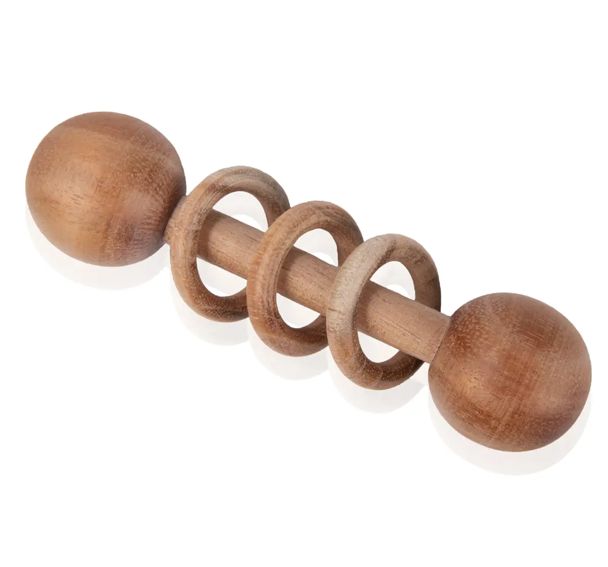 Ariro Wooden Dumbbell Rattle With Rings,  4M+(Brown)