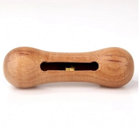 Ariro Wooden Rattle Dumbbell With Bell,  4M+(Brown)