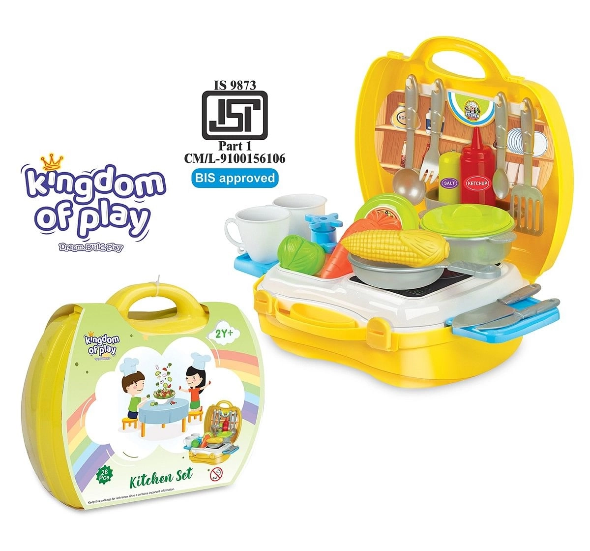 Kingdom Of Play Luxury Kitchen set cooking toy with suitcase and kitchen accessories Multicolor 24M+
