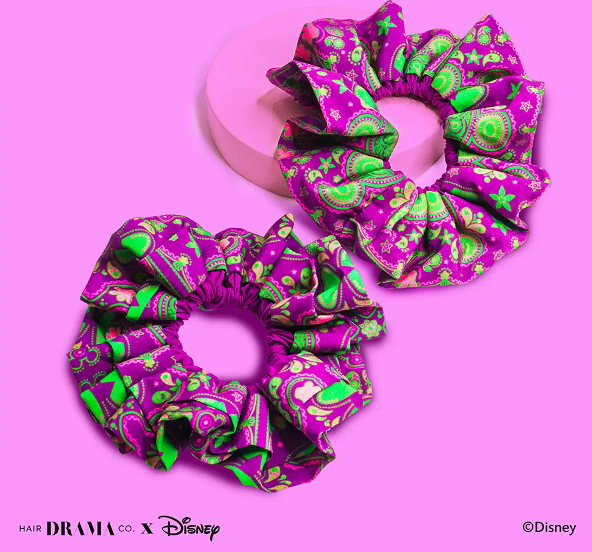 Hair Drama Company Disney Indie Minnie Scrunchies Set Of 2(One Size),  9Y+(Purple)