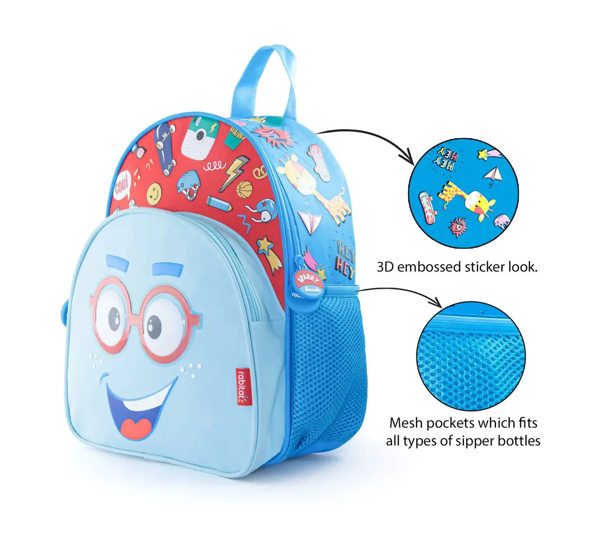 Rabitat Smash School Bag Sparky 12 Inches For Kids of Age 2Y+, Multicolour
