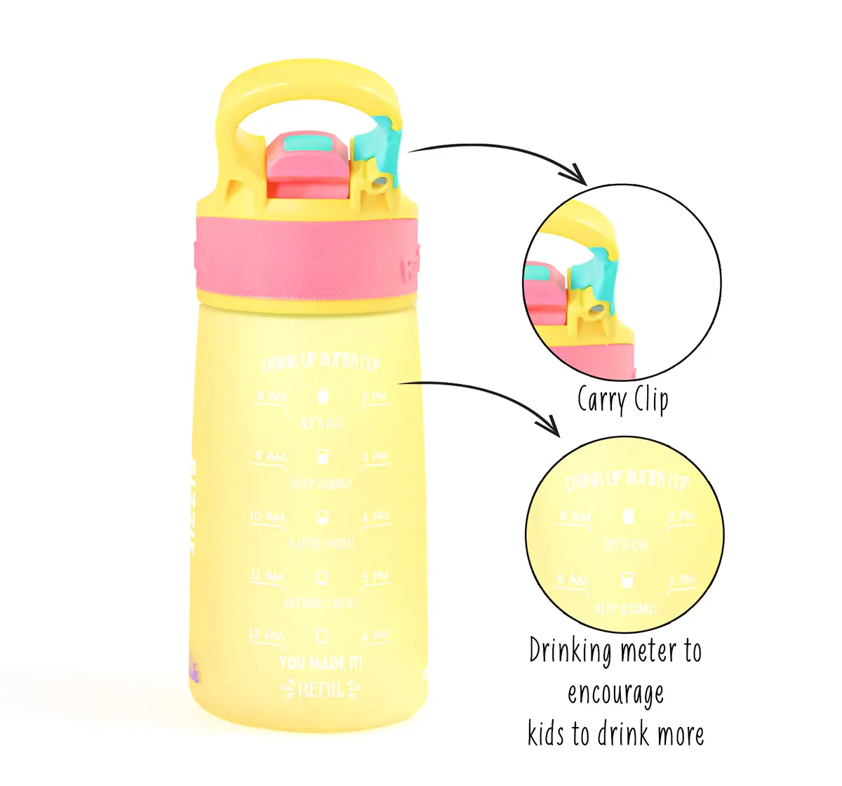 Rabitat Snap Lock Sipper Bottle Sizzle 410 ml For Kids of Age 3Y+, Multicolour