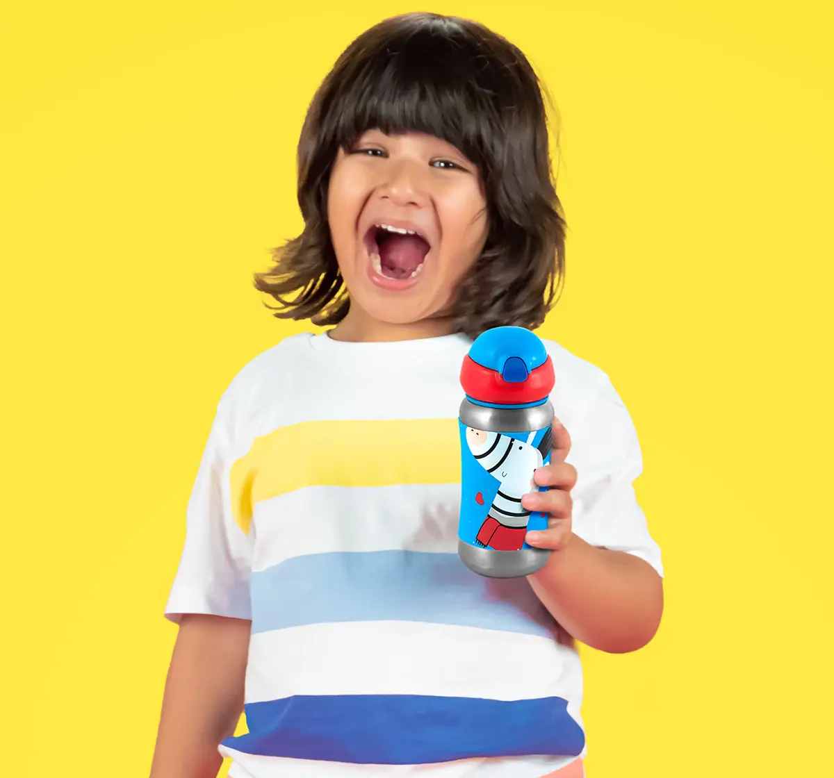Rabitat Steel Play Sports Stainless Steel Sipper Bottle Totally Adorable 350 ml For Kids of Age 3Y+, Multicolour