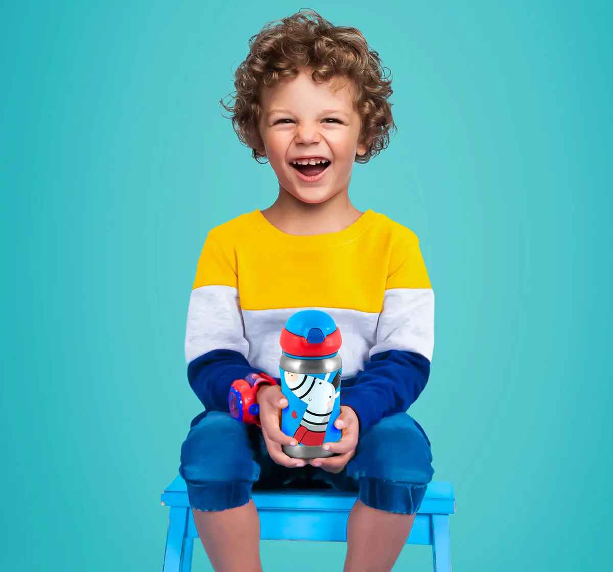 Rabitat Steel Play Sports Stainless Steel Sipper Bottle Totally Adorable 350 ml For Kids of Age 3Y+, Multicolour