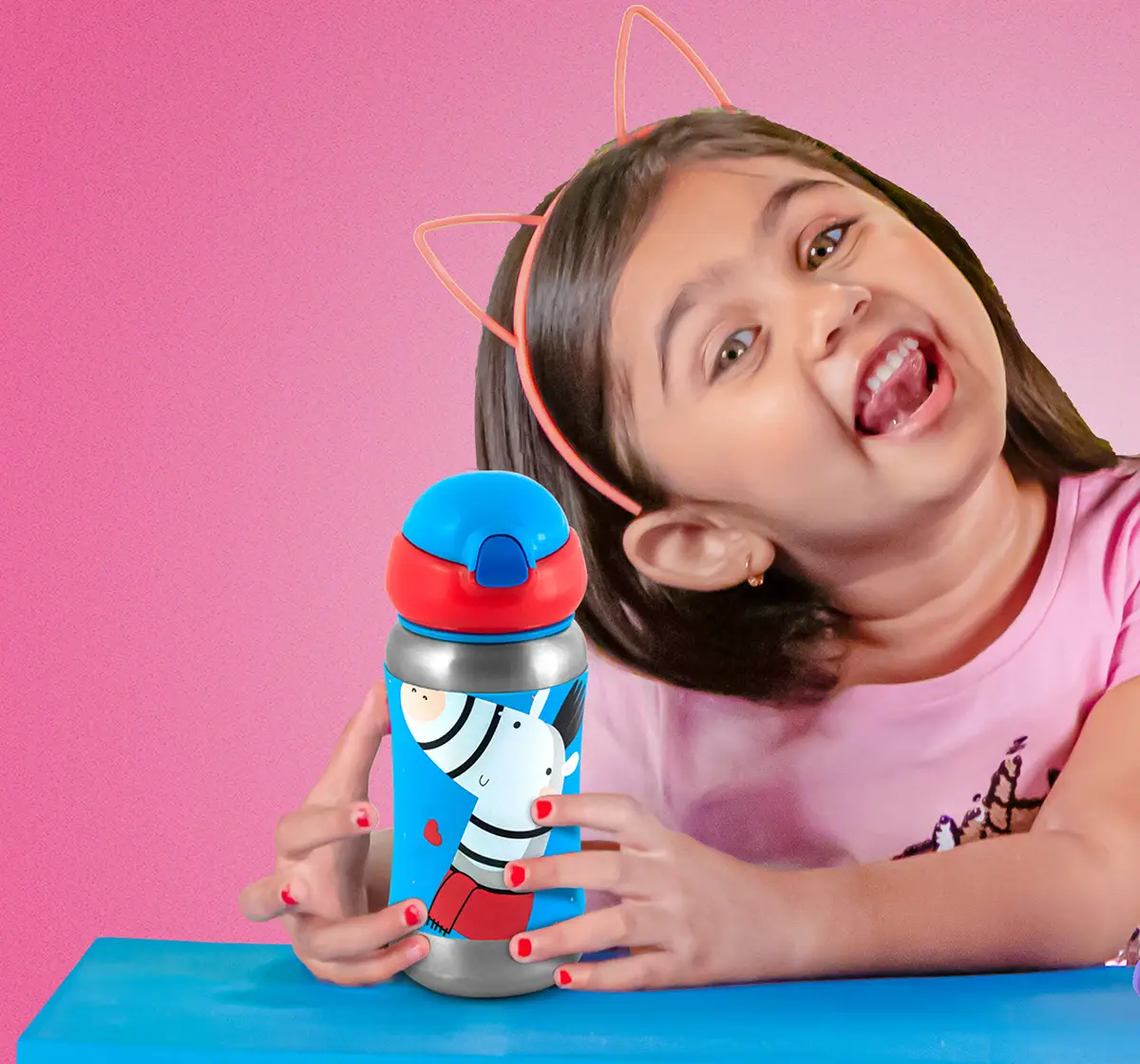 Rabitat Steel Play Sports Stainless Steel Sipper Bottle Totally Adorable 350 ml For Kids of Age 3Y+, Multicolour