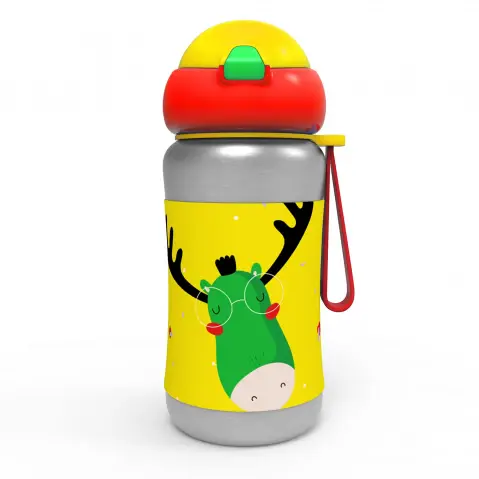 Rabitat Steel Play Sports Stainless Steel Sipper Bottle Coolest Kid Ever 350 ml For Kids of Age 3Y+, Multicolour