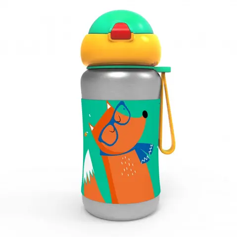 Rabitat Steel Play Sports Stainless Steel Sipper Bottle Young Wild & Free 350 ml For Kids of Age 3Y+, Multicolour