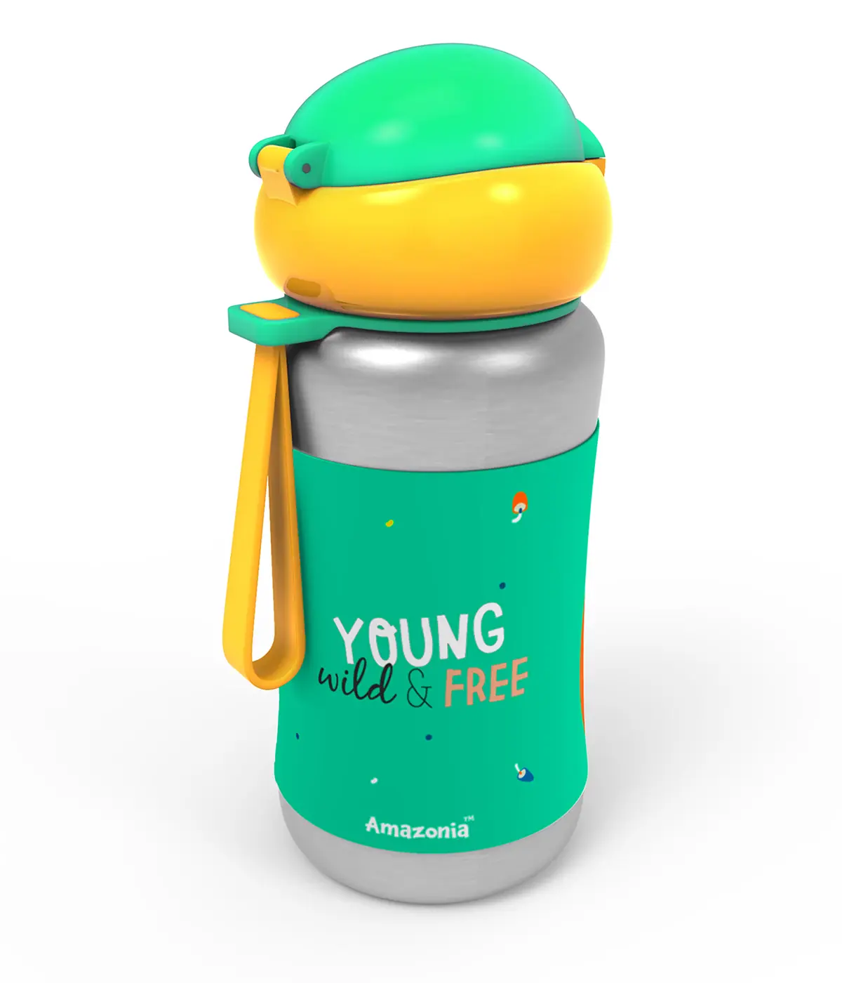 Rabitat Steel Play Sports Stainless Steel Sipper Bottle Young Wild & Free 350 ml For Kids of Age 3Y+, Multicolour