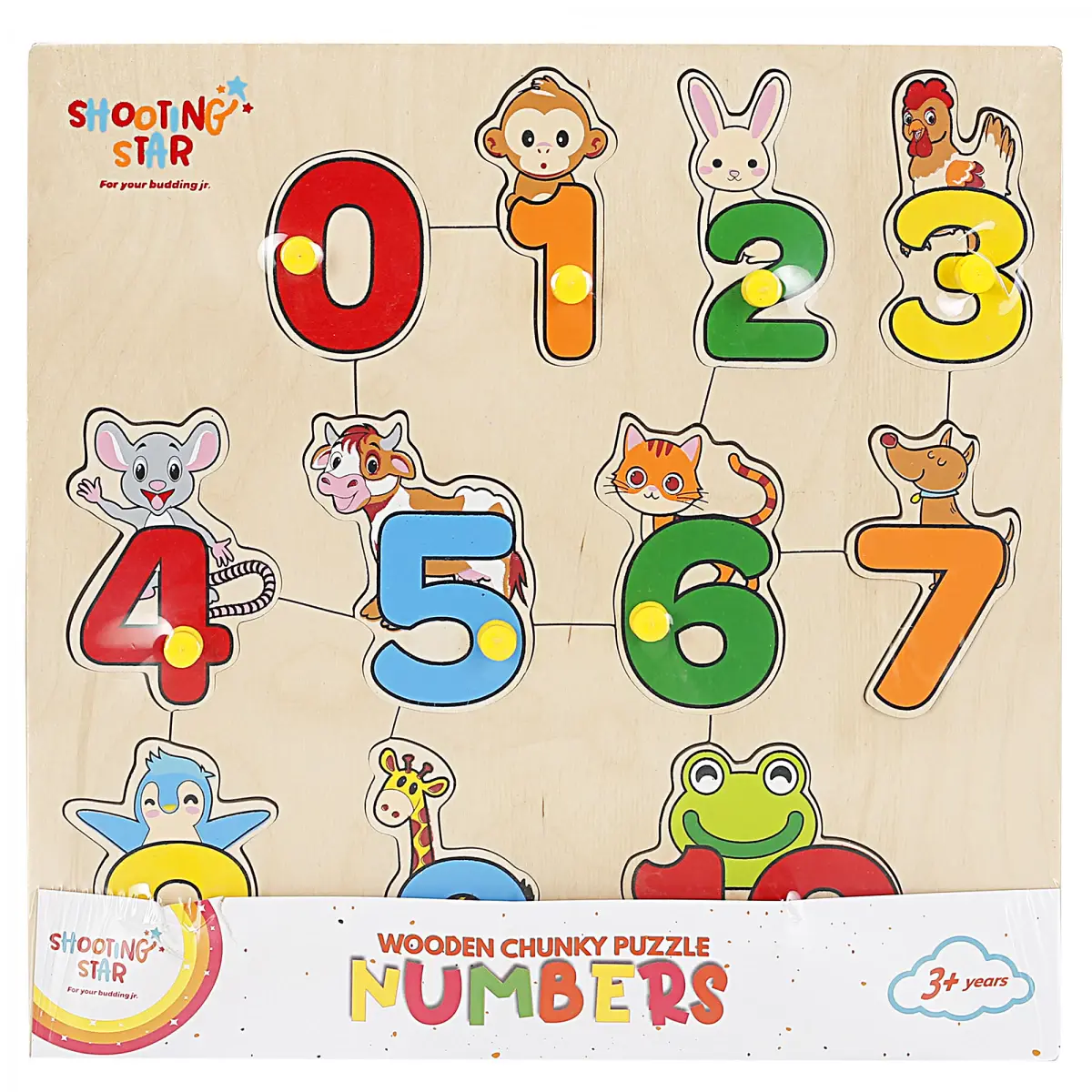 Shooting Star Wooden Chunky Number Puzzle, 3Y+, Multicolour