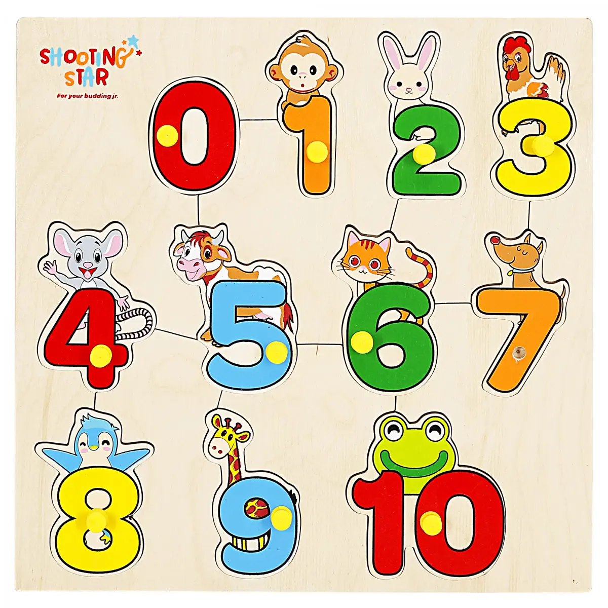 Shooting Star Wooden Chunky Number Puzzle, 3Y+, Multicolour