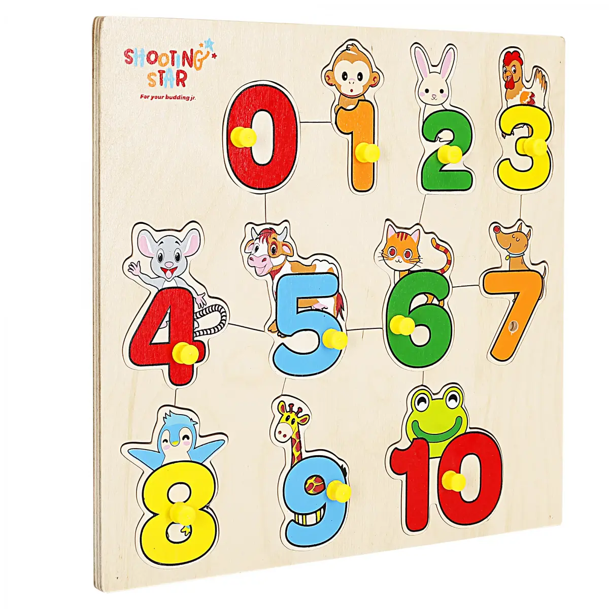 Shooting Star Wooden Chunky Number Puzzle, 3Y+, Multicolour