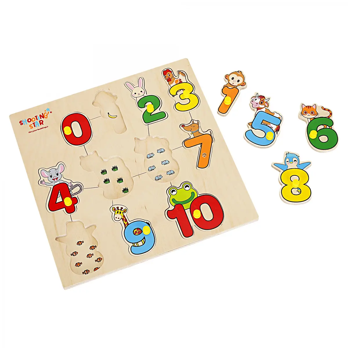 Shooting Star Wooden Chunky Number Puzzle, 3Y+, Multicolour