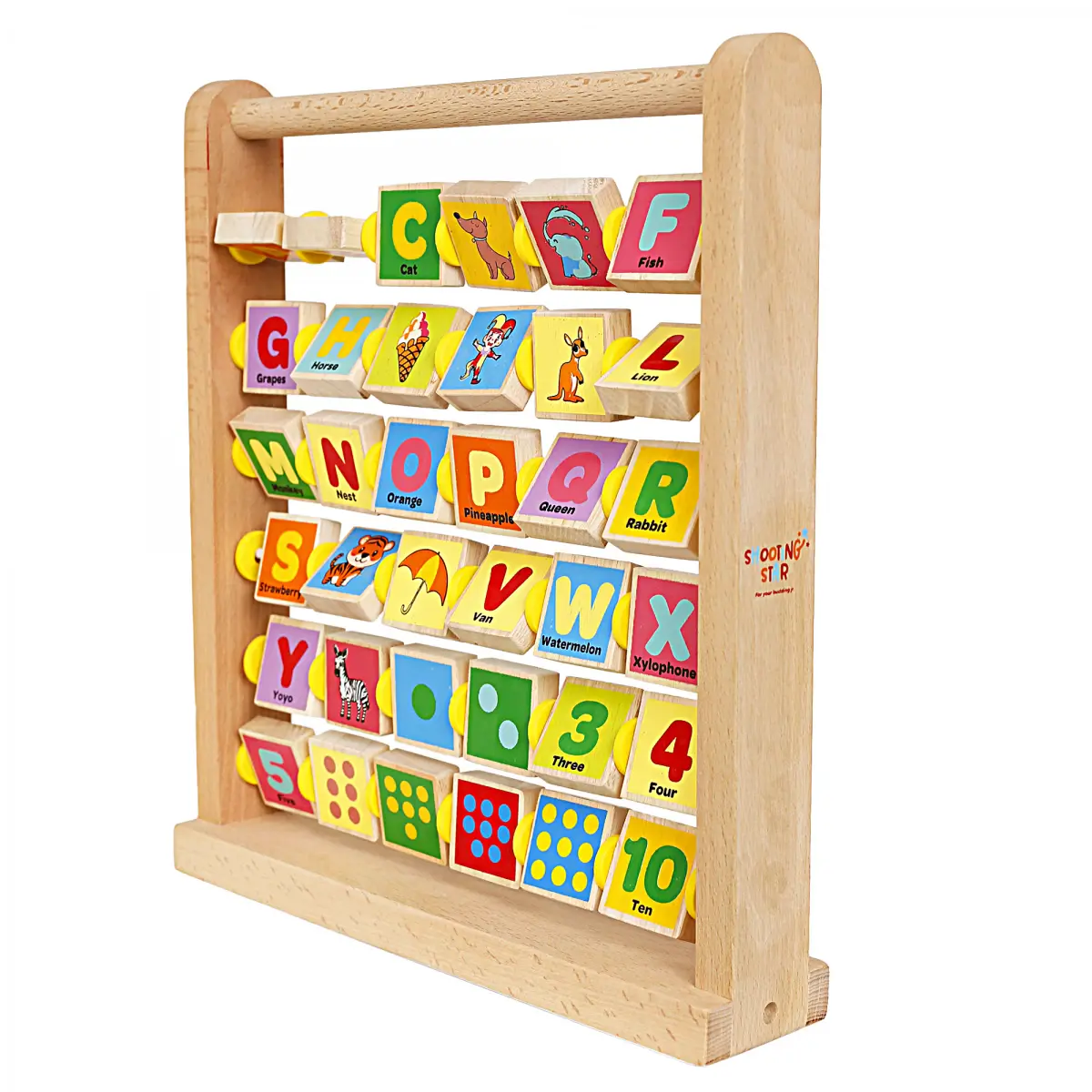 Shooting Star Wooden Abacus Activity Square Learn Alphabets, Counting with Abacus, Alphabet Blocks, Learning & Educational Toys For 3Y+ Kids