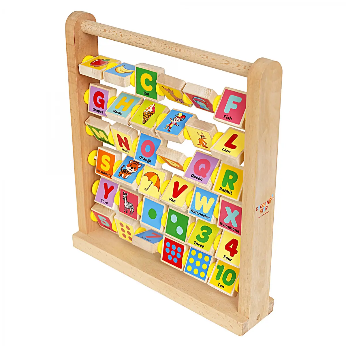 Shooting Star Wooden Abacus Activity Square Learn Alphabets, Counting with Abacus, Alphabet Blocks, Learning & Educational Toys For 3Y+ Kids