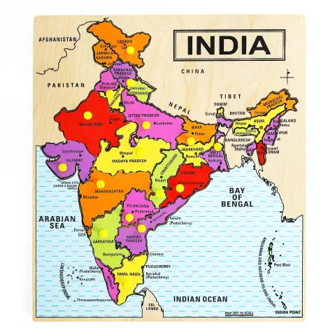 Shooting Star Wooden Chunky Puzzle India Map, 5Y+