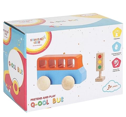 Shooting Star Bus With Traffic Lights Pull Along Toy for kids 3Y+, Multicolour