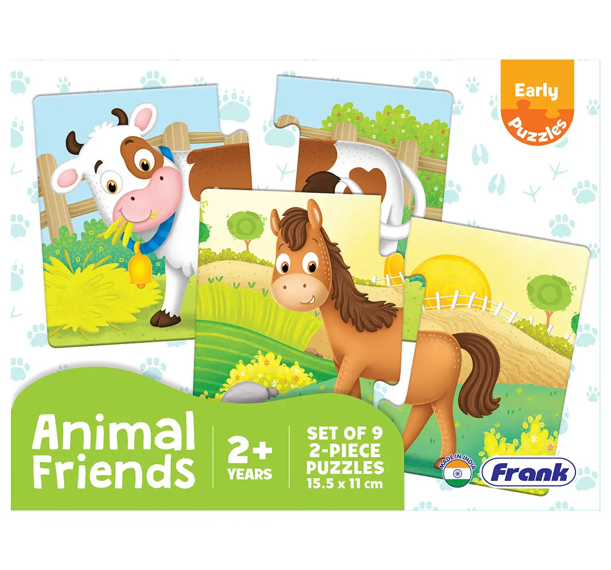 Frank Animal Friends, A Set of 9 Puzzles, 2 Pieces each, 2Y+