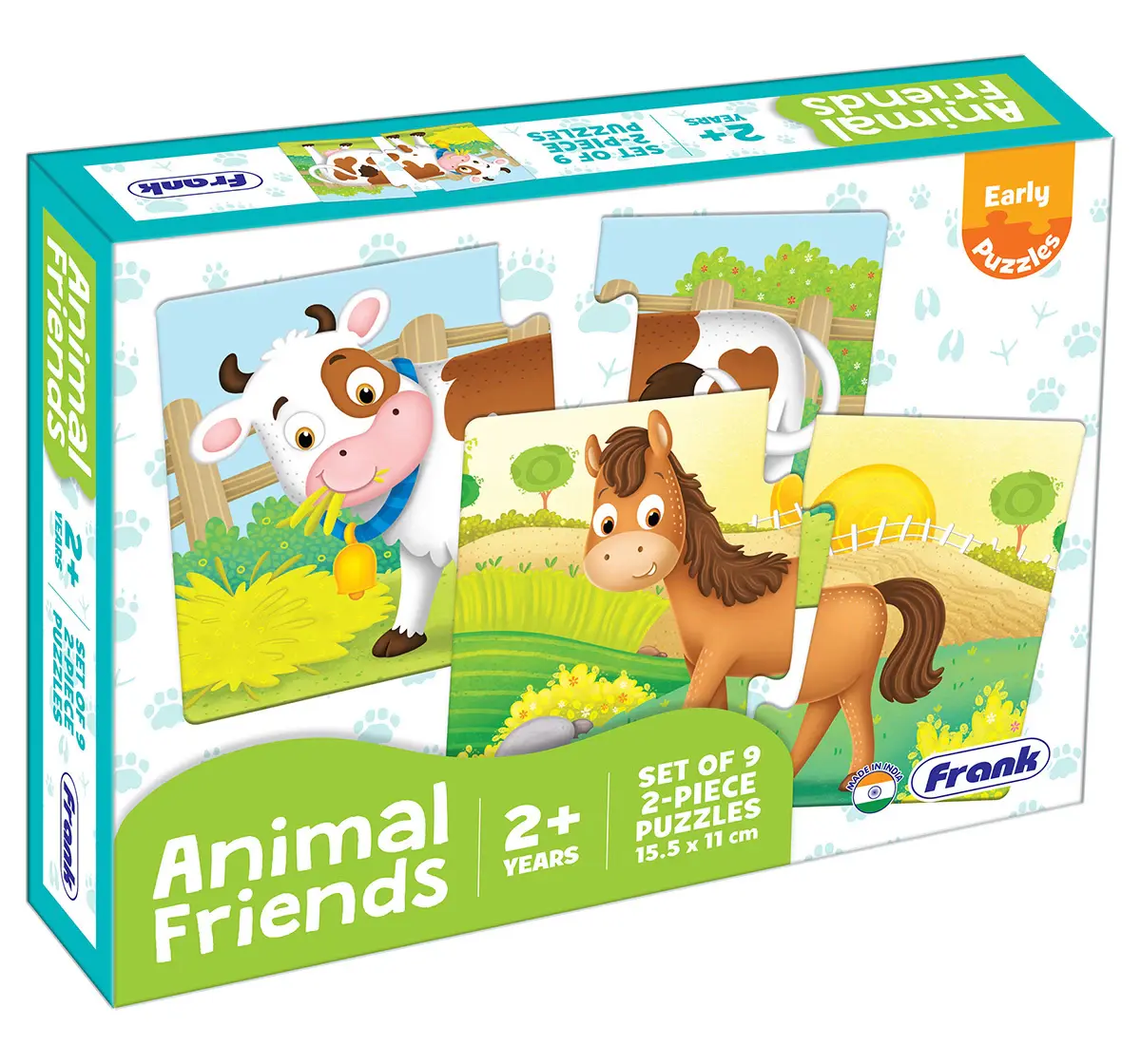 Frank Animal Friends, A Set of 9 Puzzles, 2 Pieces each, 2Y+