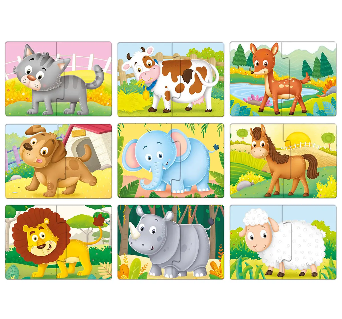 Frank Animal Friends, A Set of 9 Puzzles, 2 Pieces each, 2Y+