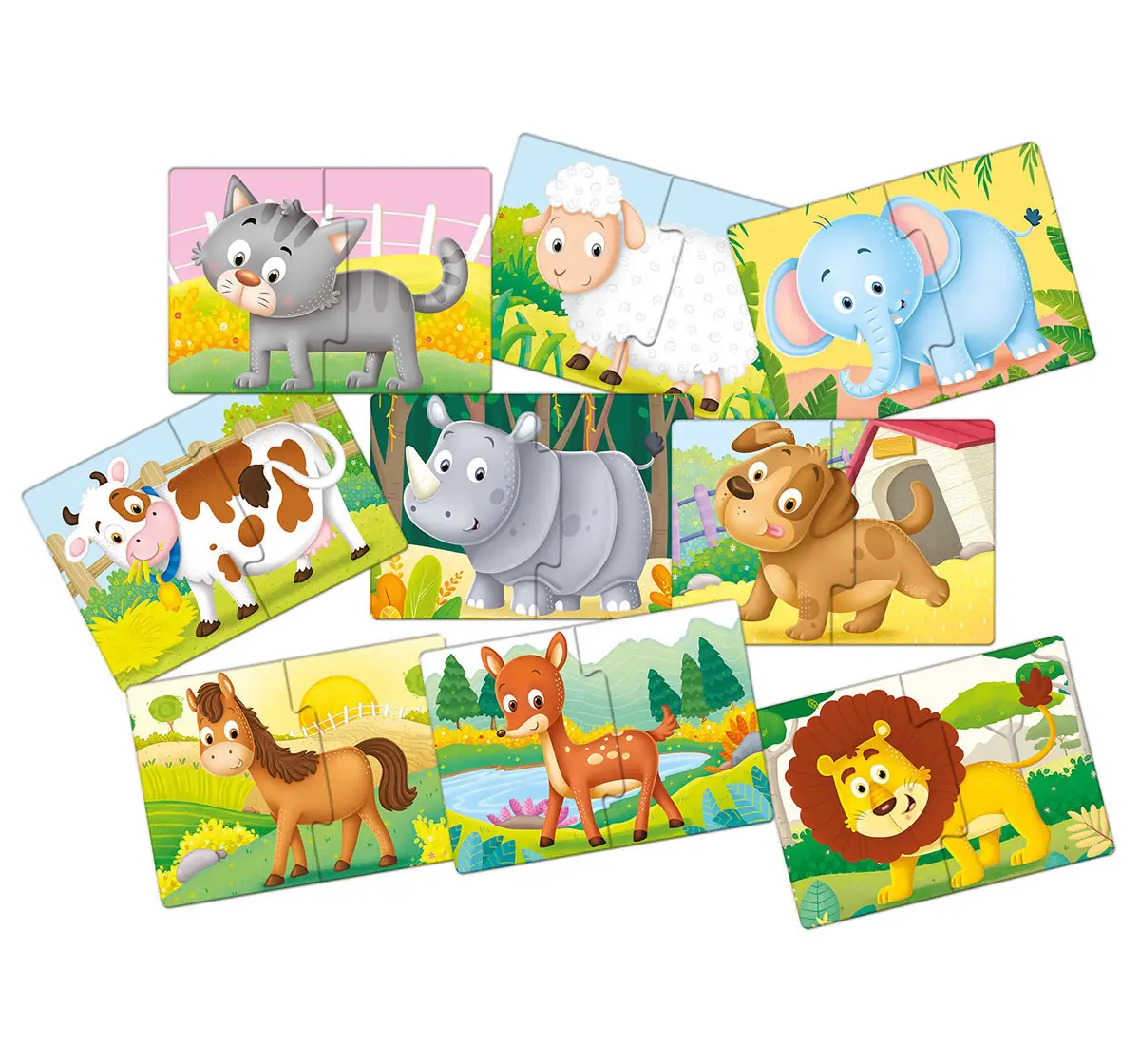 Frank Animal Friends, A Set of 9 Puzzles, 2 Pieces each, 2Y+