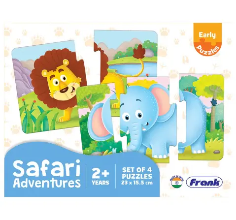 Frank Safari Adventures, A Set of 4 Puzzles, 2, 3, 4 & 5 Pieces, 2Y+