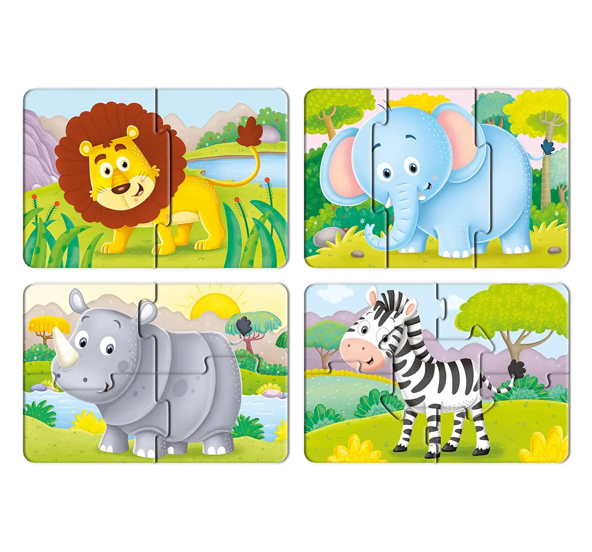 Frank Safari Adventures, A Set of 4 Puzzles, 2, 3, 4 & 5 Pieces, 2Y+