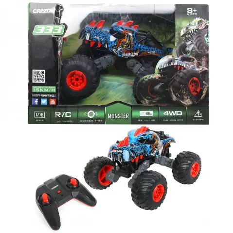 Crazon Monster Racing Car, 4 Wheel Drive, Remote Control Toys, 3Y+, Multicolour